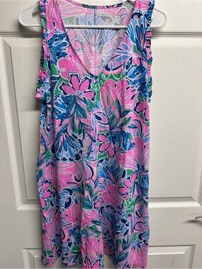 Lilly Pulitzer Multicolor Floral Shift Dress - Pink, Blue & Green- EUC